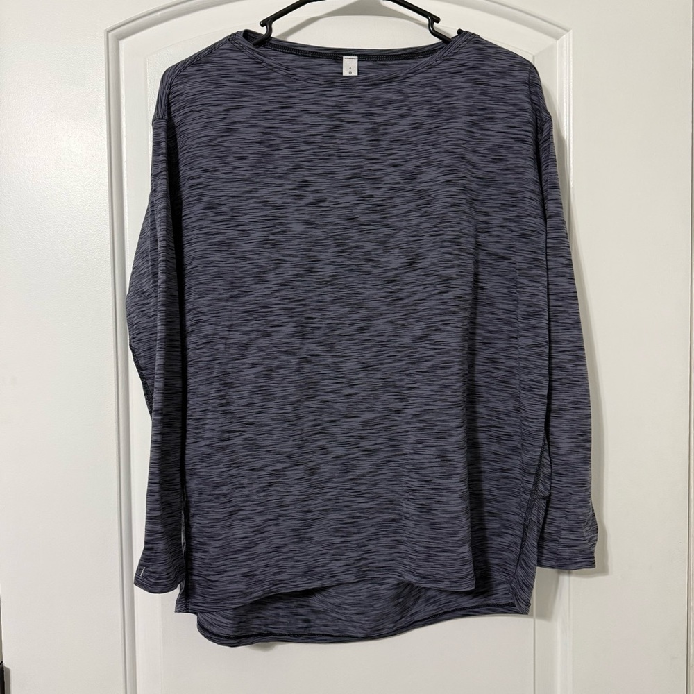 Lululemon Back In Action Long Sleeve Shirt Women’s Size 4 Space Dye Black W3CX2S